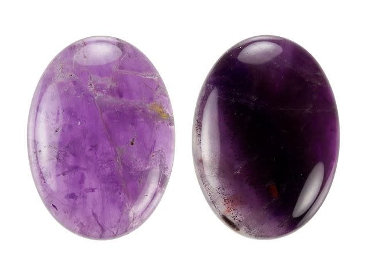 SIX 10x8 Oval Natural Feathered Medium Dark Color Amethyst Cabochon CLOSEOUT 