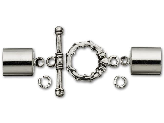 Dazzle It 10mm Silver-Plated Brass Kumihimo End Cap and Toggle Kit