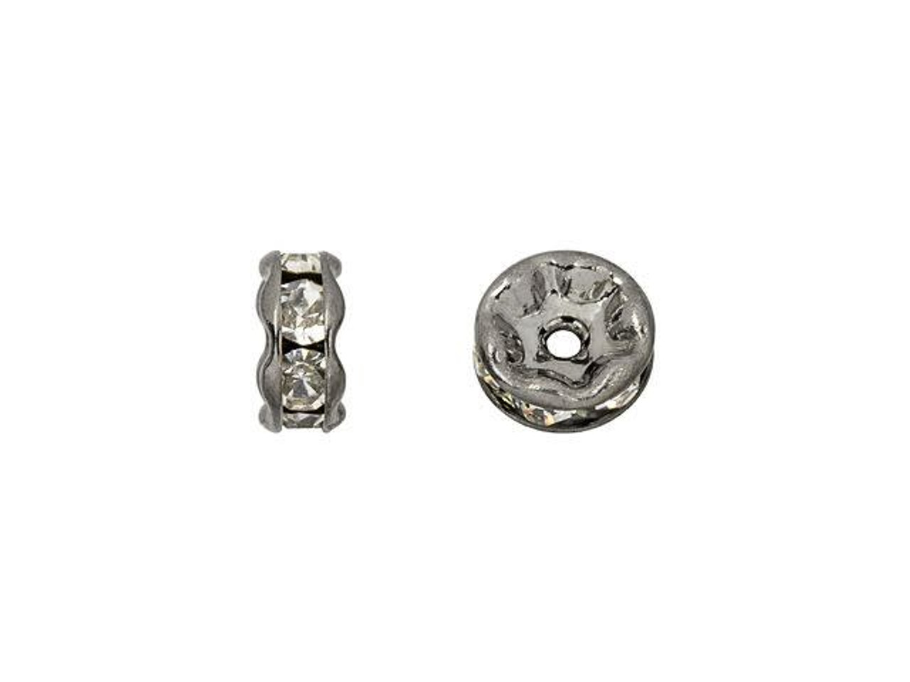 Gunmetal-Plated 4.5mm Crystal Rhinestone Rondelle Spacer Bead