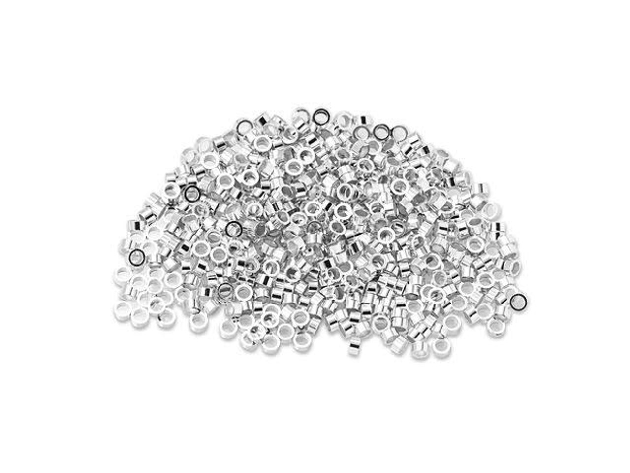 50 Pcs Bag of 2x2 mm Sterling Silver Crimp Beads