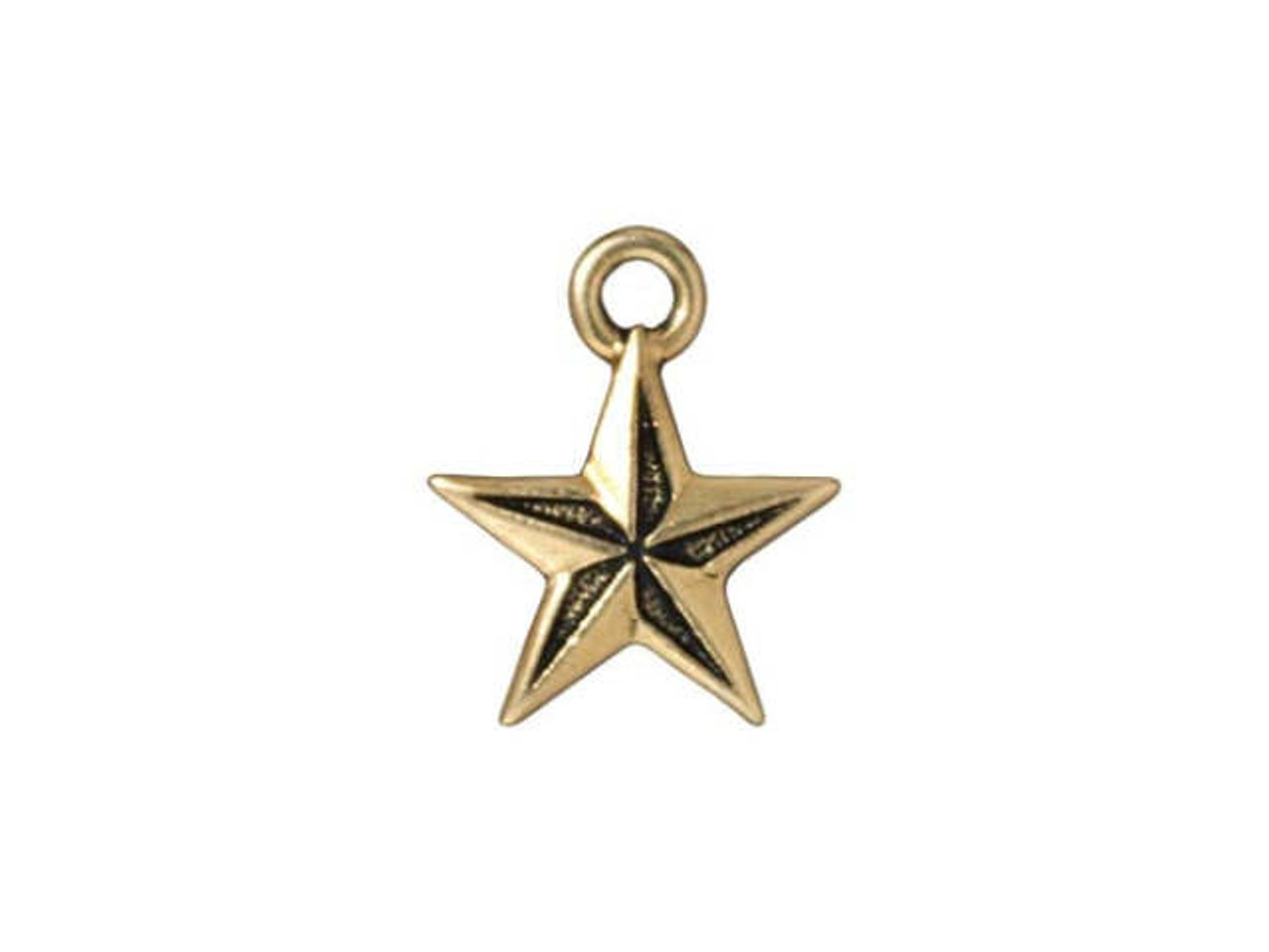 TierraCast Antique Gold-Plated Pewter Nautical Star Charm