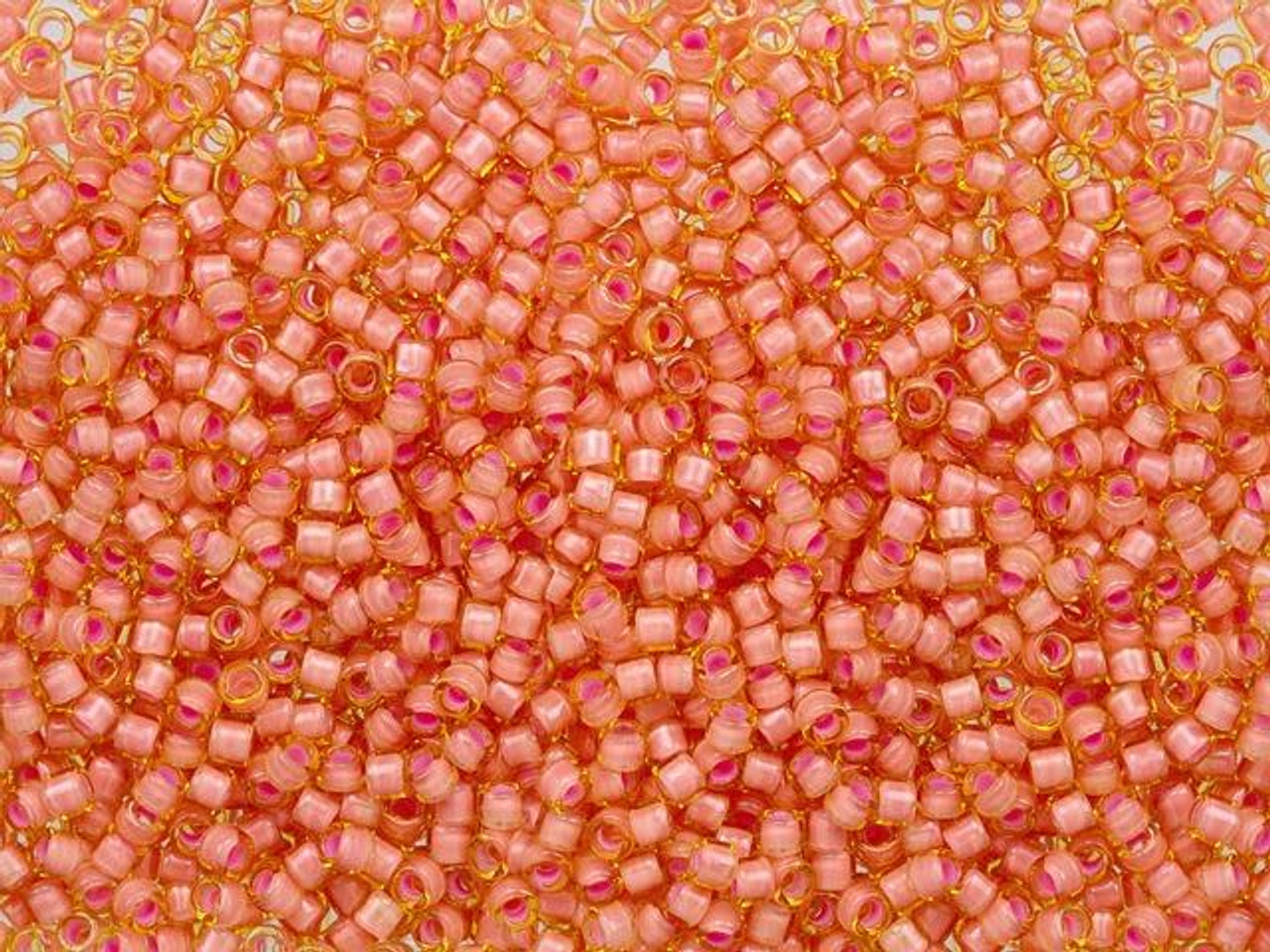 TOHO Treasure 11/0 Inside-Color Light Topaz/Coral Pink-Lined Seed Bead  2.5-Inch Tube