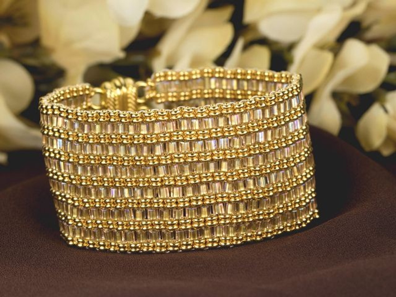 Size 12/0 Three-Cut Hand Cut Seed Bead 24k Gold Plated: 1 Gram