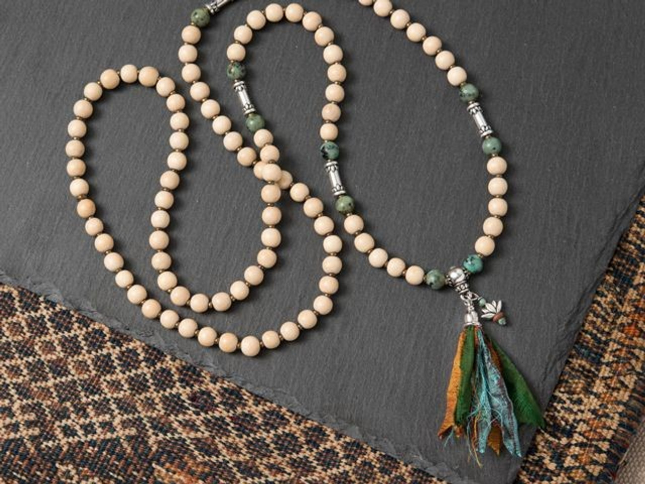 108 Beads Original Tulsi Japa Mala Radha Carved