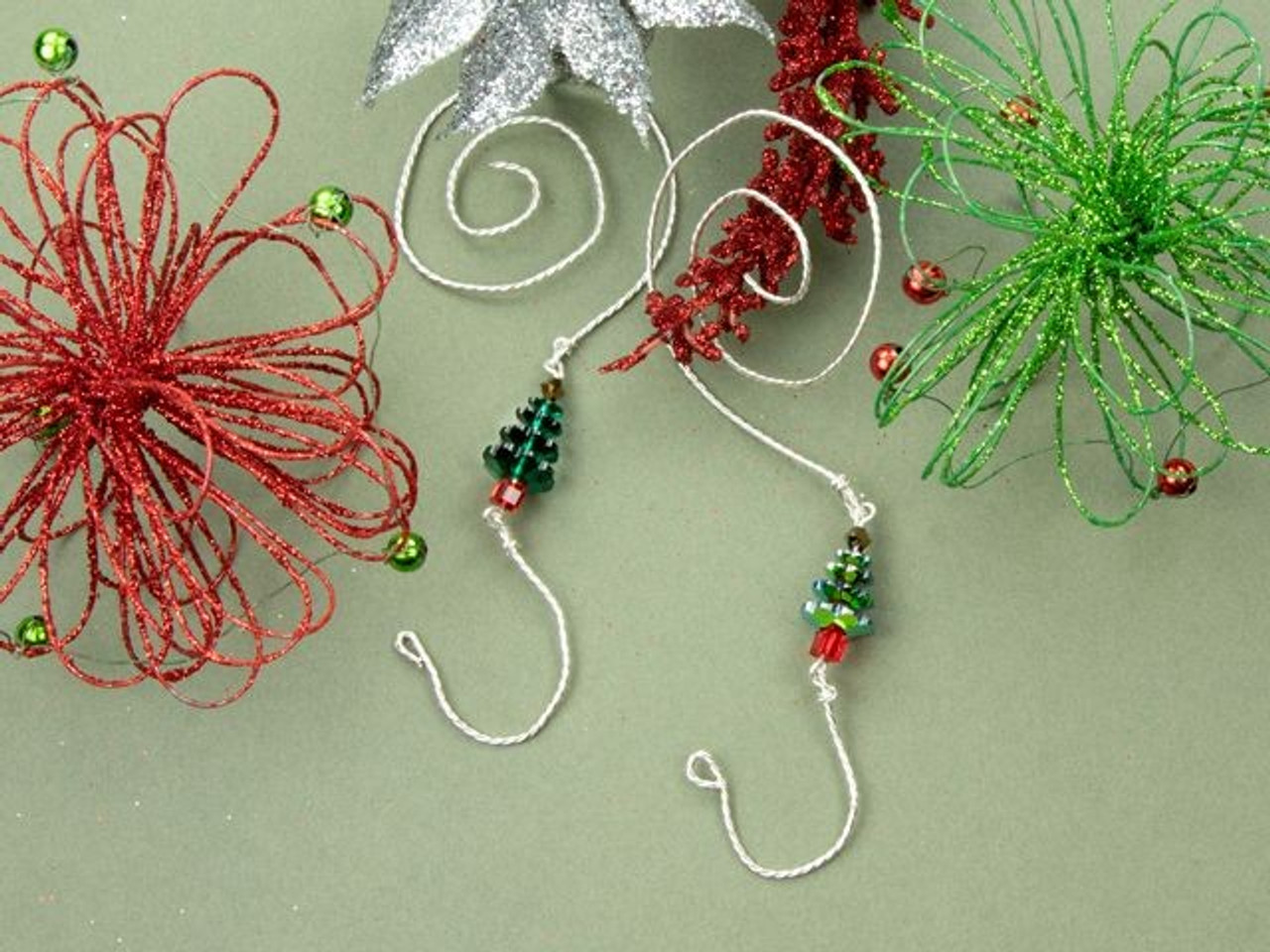 ON SALE Beaded Christmas Tree, Wire Sculpture, Wire Christmas Tree,  Miniature Christmas Tree 