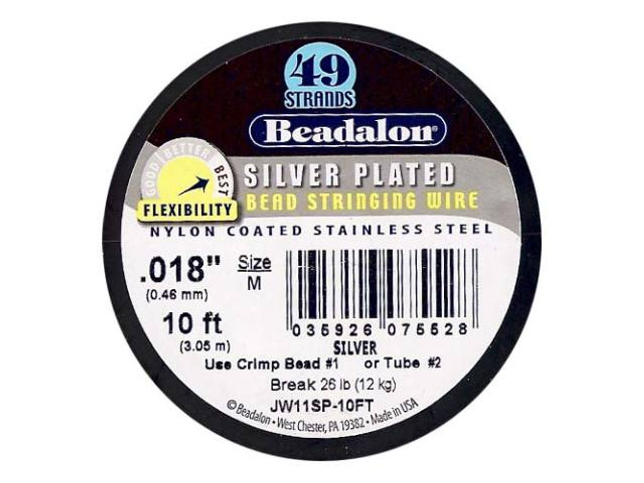 49 Strand Beading Wire, .013, Beadalon, 10 or 30 Feet, Most Flexible,  Bright Finish 