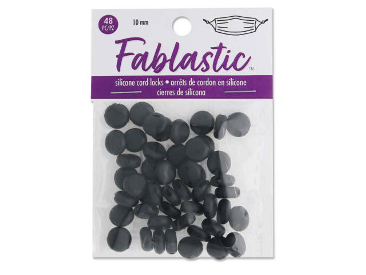 Fablastic Cord Locks for Mask Making, Round 10mm with 1.6 & 3.5mm Holes,  Black (48 Pieces) 