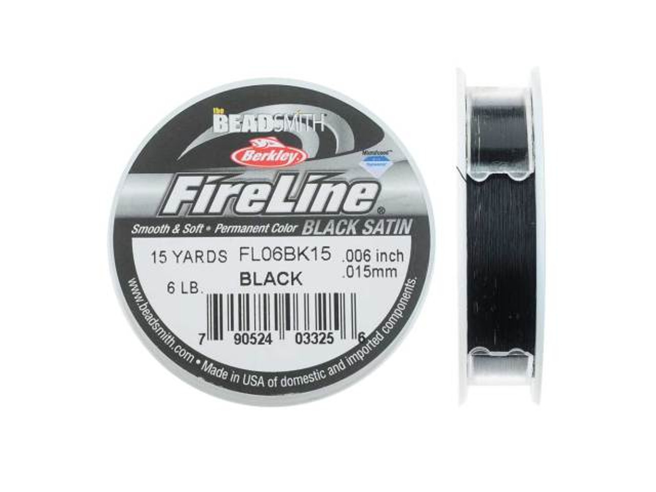 FireLine Braided Beading Thread, 6lb Test Weight and .006 Thick, Black  Satin (15 Yard Spool) 