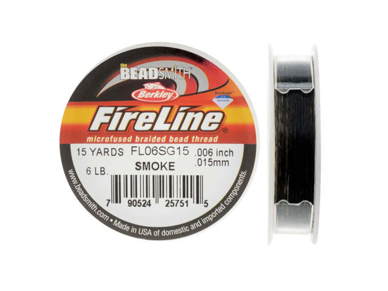 FireLine Braided Beading Thread, 6lb Test and 0.006 Thick, Smoke