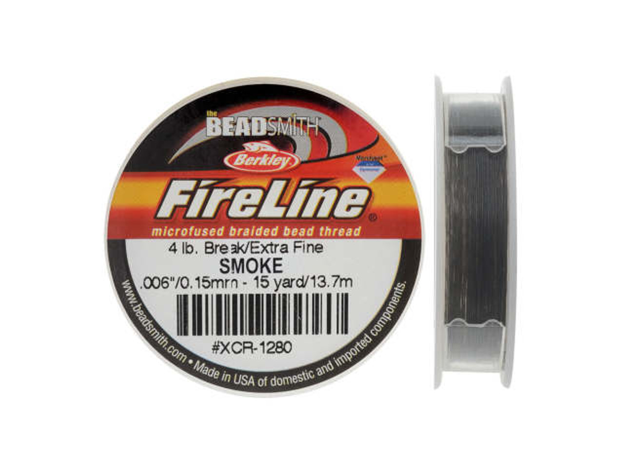 FireLine Braided Beading Thread, 4lb Test and 0.005 Thick, Smoke Gray (15  Yards) 