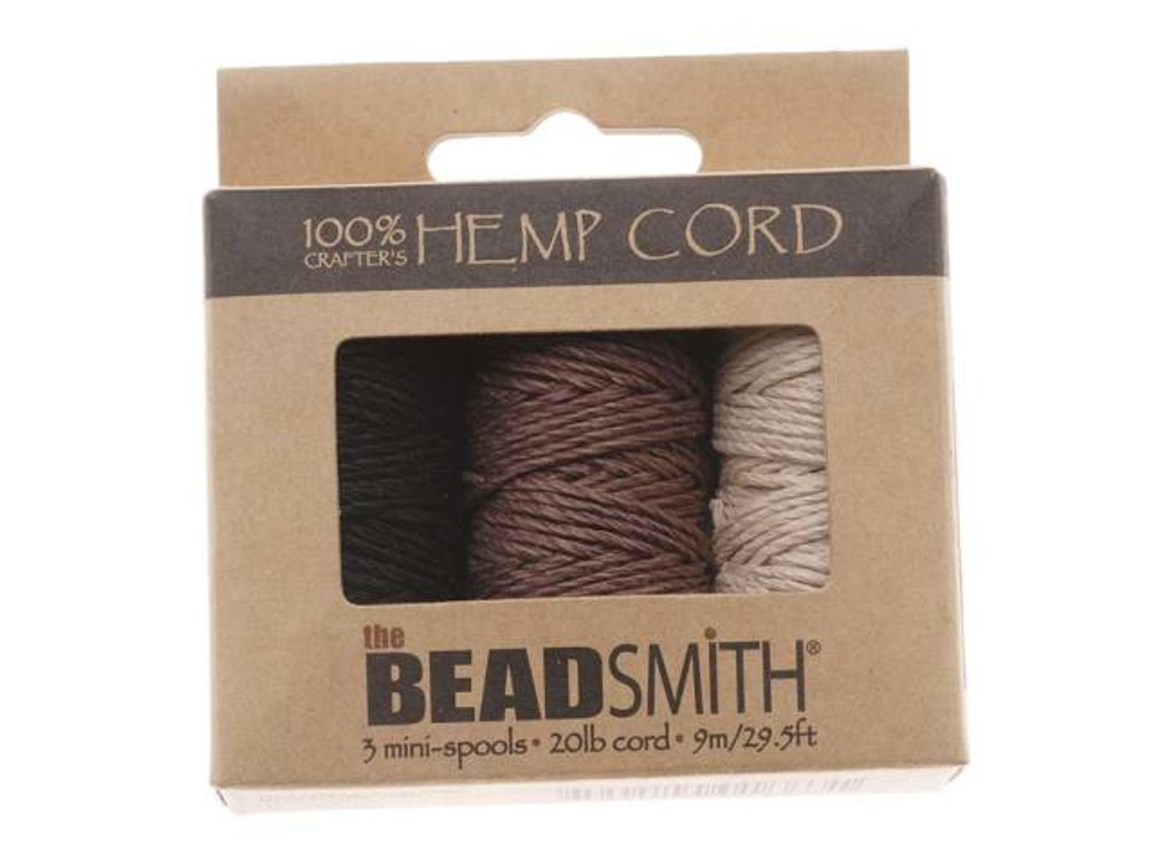 Natural Hemp Twine Bead Cord 1mm Three Color Assorted Variety Pack - 29.5  Feet Each 