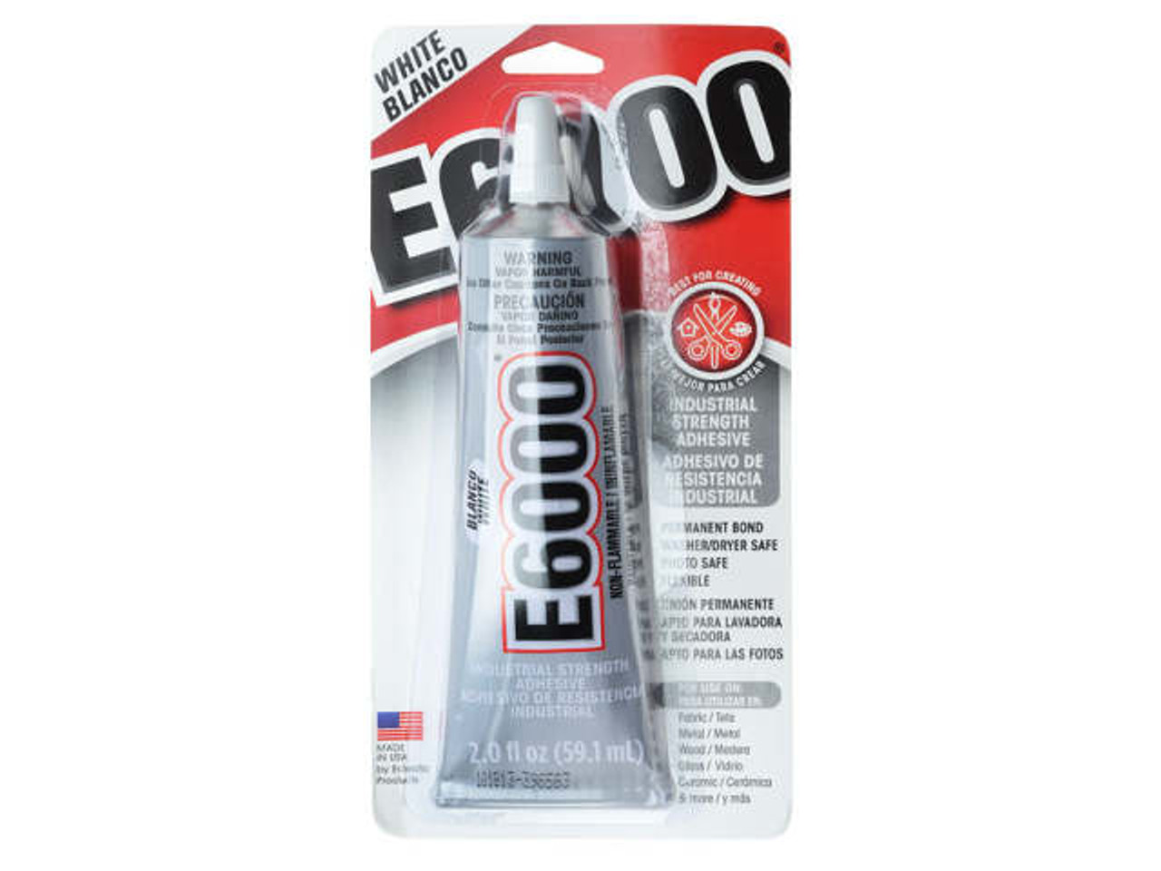 E6000 Adhesive, Industrial Strength Glue, 2 Ounce Tube, White