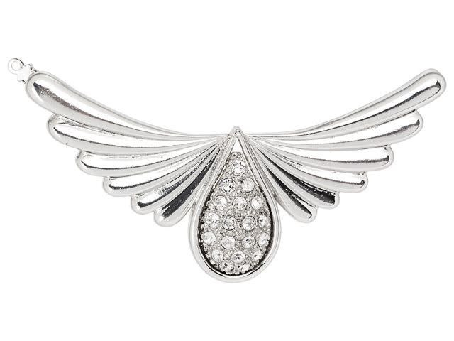 Silver-Plated Angel Wings Clasp with Crystals - Artbeads.com