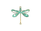 Brass Floral Dragonfly Link with Patina