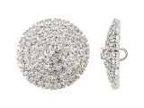 Silver-Plated 24mm Crystal Rhinestone Round Button