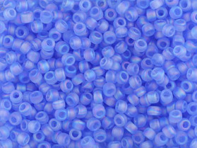TOHO Bead Round 8/0 Frosted Trans-Rainbow Cornflower Blue AB 2.5-Inch Tube