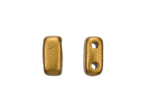 CzechMates Glass 3x6mm Matte Metallic Goldenrod 2-Hole Brick Bead (50pc strand)