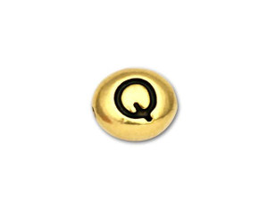 TierraCast Gold-Plated Antique Pewter Alphabet Bead - Q TierraCast Gold-Plated Antique Pewter Alphabet Bead - Q