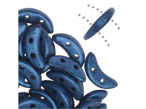 CzechMates Glass 4x10mm 2-Hole Blue Metallic Suede Crescent Bead 2.5-Inch Tube