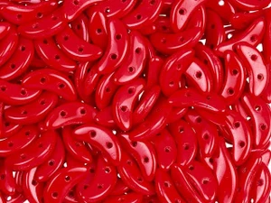 CzechMates Glass 4x10mm 2-Hole Opaque Red Crescent Bead (2.5-Inch Tube)