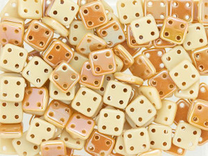 CzechMates Glass 6mm 4-Hole Antique Beige Celsian QuadraTile Bead 2.5-Inch Tube CzechMates Glass 6mm 4-Hole Antique Beige Celsian QuadraTile Bead 2.5-Inch Tube
