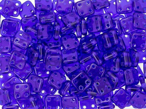 CzechMates Glass 6mm 4-Hole Cobalt QuadraTile Bead 2.5-Inch Tube CzechMates Glass 6mm 4-Hole Cobalt QuadraTile Bead 2.5-Inch Tube
