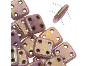 CzechMates Glass 6mm 4-Hole Luster Opaque Rose/Gold Topaz QuadraTile Bead 2.5-Inch Tube CzechMates Glass 6mm 4-Hole Luster Opaque Rose/Gold Topaz QuadraTile Bead 2.5-Inch Tube
