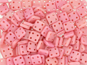 CzechMates Glass 6mm 4-Hole Matte Coral Pink QuadraTile Bead 2.5-Inch Tube CzechMates Glass 6mm 4-Hole Matte Coral Pink QuadraTile Bead 2.5-Inch Tube
