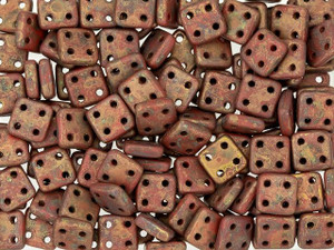 CzechMates Glass 6mm 4-Hole Opaque Red Copper Picasso QuadraTile Bead 2.5-Inch Tube CzechMates Glass 6mm 4-Hole Opaque Red Copper Picasso QuadraTile Bead 2.5-Inch Tube