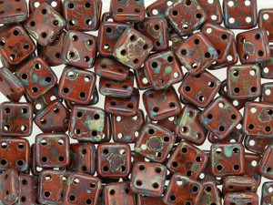 CzechMates Glass 6mm 4-Hole Picasso Umber QuadraTile Bead 2.5-Inch Tube CzechMates Glass 6mm 4-Hole Picasso Umber QuadraTile Bead 2.5-Inch Tube