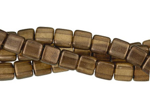 CzechMates Glass 6mm Burnt Umber Two-Hole Tile Bead Strand Halo CzechMates Glass 6mm Burnt Umber Two-Hole Tile Bead Strand Halo