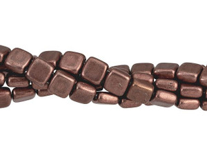 CzechMates Glass 6mm ColorTrends Saturated Metallic Butterum Two-Hole Tile Bead Strand CzechMates Glass 6mm ColorTrends Saturated Metallic Butterum Two-Hole Tile Bead Strand