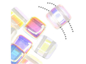 CzechMates Glass 6mm Crystal AB Two-Hole Tile Bead Strand