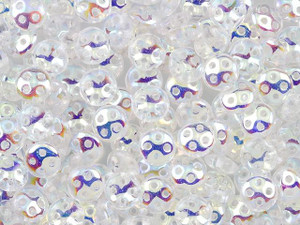 CzechMates Glass 6mm Four-Hole Crystal AB QuadraLentil Bead (2.5-Inch Tube) CzechMates Glass 6mm Four-Hole Crystal AB QuadraLentil Bead (2.5-Inch Tube)