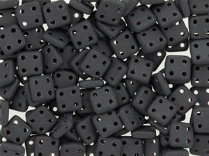CzechMates Glass 6mm Four-Hole Matte Jet QuadraTile Bead, 2.5-Inch Tube CzechMates Glass 6mm Four-Hole Matte Jet QuadraTile Bead, 2.5-Inch Tube