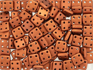 CzechMates Glass 6mm Four-Hole Matte Metallic Antique Copper QuadraTile Bead, 2.5-Inch Tube CzechMates Glass 6mm Four-Hole Matte Metallic Antique Copper QuadraTile Bead, 2.5-Inch Tube