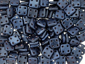 CzechMates Glass 6mm Four-Hole Metallic Dark Blue Suede QuadraTile Bead, 2.5-Inch Tube CzechMates Glass 6mm Four-Hole Metallic Dark Blue Suede QuadraTile Bead, 2.5-Inch Tube