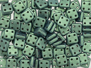 CzechMates Glass 6mm Four-Hole Metallic Light Green Suede QuadraTile Bead, 2.5-Inch Tube CzechMates Glass 6mm Four-Hole Metallic Light Green Suede QuadraTile Bead, 2.5-Inch Tube