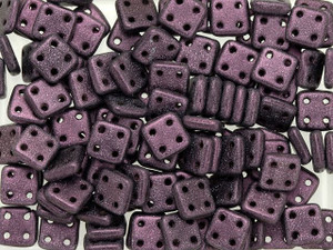 CzechMates Glass 6mm Four-Hole Metallic Pink Suede QuadraTile Bead, 2.5-Inch Tube CzechMates Glass 6mm Four-Hole Metallic Pink Suede QuadraTile Bead, 2.5-Inch Tube