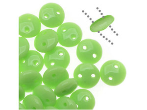CzechMates Glass 6mm Honeydew Two-Hole Lentil Bead Strand