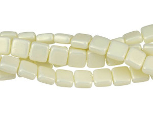 CzechMates Glass 6mm Ivory Two-Hole Tile Bead Strand CzechMates Glass 6mm Ivory Two-Hole Tile Bead Strand