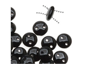 CzechMates Glass 6mm Jet 2-Hole Lentil Bead Strand