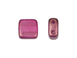 CzechMates Glass 6mm Madder Rose Halo Two-Hole Tile Bead