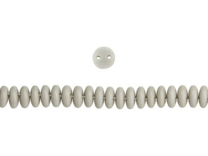 CzechMates Glass 6mm Matte Ashen Gray 2-Hole Lentil Bead Strand