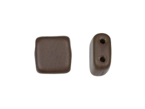 CzechMates Glass 6mm Matte Chocolate Brown Two-Hole Tile Bead CzechMates Glass 6mm Matte Chocolate Brown Two-Hole Tile Bead