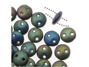 CzechMates Glass 6mm Matte Iris Green 2-Hole Lentil Bead Strand CzechMates Glass 6mm Matte Iris Green 2-Hole Lentil Bead Strand