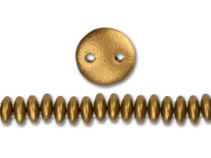 CzechMates Glass 6mm Matte Metallic Goldenrod Two-Hole Lentil Bead Strand CzechMates Glass 6mm Matte Metallic Goldenrod Two-Hole Lentil Bead Strand