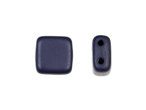 CzechMates Glass 6mm Matte Navy Two-Hole Tile Bead CzechMates Glass 6mm Matte Navy Two-Hole Tile Bead