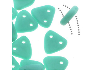 CzechMates Glass 6mm Matte Turquoise Two-Hole Triangle Bead Pack 2.5-Inch Tube CzechMates Glass 6mm Matte Turquoise Two-Hole Triangle Bead Pack 2.5-Inch Tube