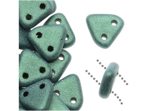 CzechMates Glass 6mm Metallic Light Green Suede Two-Hole Triangle Bead Pack, 2.5-Inch Tube CzechMates Glass 6mm Metallic Light Green Suede Two-Hole Triangle Bead Pack, 2.5-Inch Tube